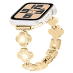 Metallarmband mit vierblättrigem Kleeblatt und Schnellverschluss, passend für Apple Watch SE 2023 (44 mm), Apple Watch SE 2023 (40 mm), Apple Watch Ultra 2 (49 mm), Apple Watch Series 9 (45 mm), Apple Watch Series 9 (41 mm), Apple Watch Ultra 49 mm ...