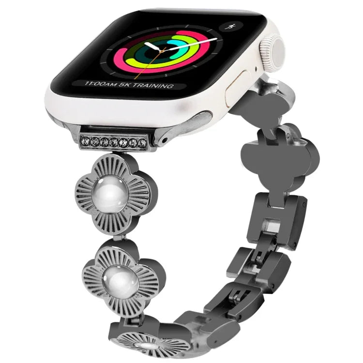 Metallarmband mit vierblättrigem Kleeblatt und Schnellverschluss, für Apple Watch Series 3 (38 mm) und Apple Watch Series 3 (42 mm)