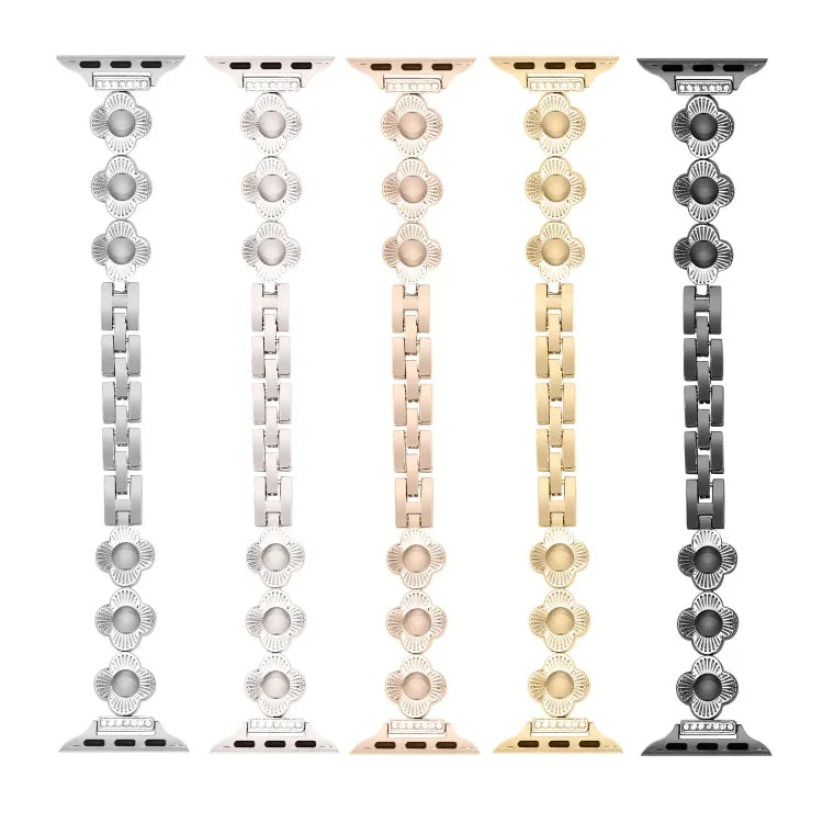 Metallarmband mit vierblättrigem Kleeblatt und Schnellverschluss, für Apple Watch Series 3 (38 mm) und Apple Watch Series 3 (42 mm)