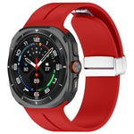 Für Samsung Galaxy Watch Ultra 47 mm / Ultra 2025 Groove Magnetisches Faltarmband mit silberner Schnalle aus Silikon