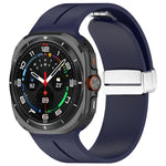 Für Samsung Galaxy Watch Ultra 47 mm / Ultra 2025 Groove Magnetisches Faltarmband mit silberner Schnalle aus Silikon