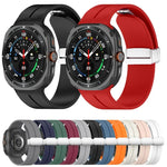 Für Samsung Galaxy Watch Ultra 47 mm / Ultra 2025 Groove Magnetisches Faltarmband mit silberner Schnalle aus Silikon