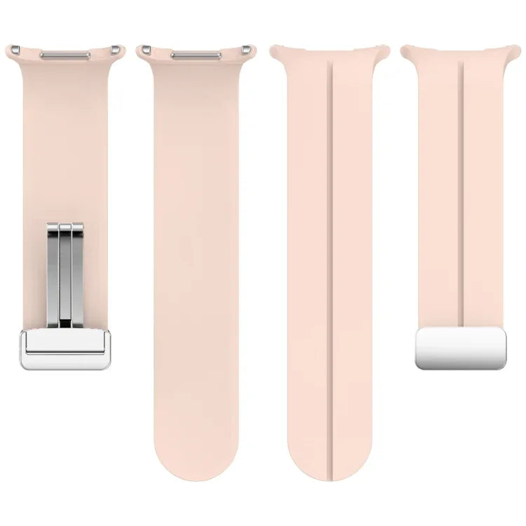 Für Samsung Galaxy Watch Ultra 47 mm / Ultra 2025 Groove Magnetisches Faltarmband mit silberner Schnalle aus Silikon