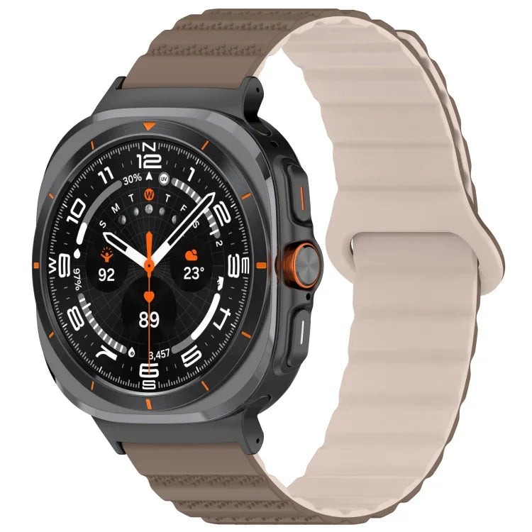 Für Samsung Galaxy Watch Ultra 47 mm, zweifarbiges magnetisches Silikonarmband mit Punktmuster