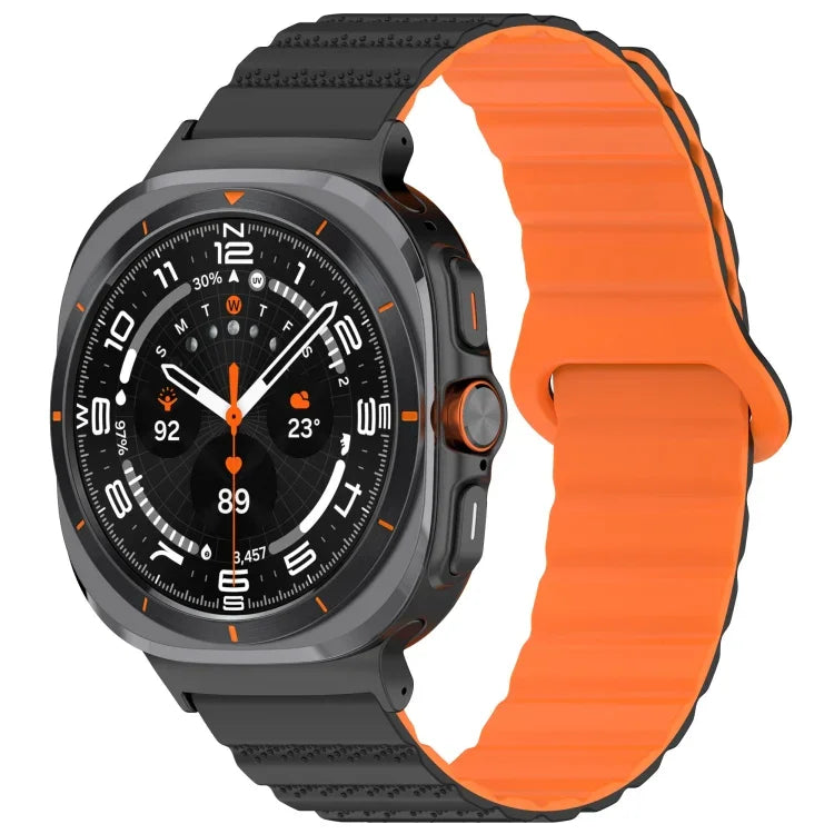 Für Samsung Galaxy Watch Ultra 47 mm, zweifarbiges magnetisches Silikonarmband mit Punktmuster