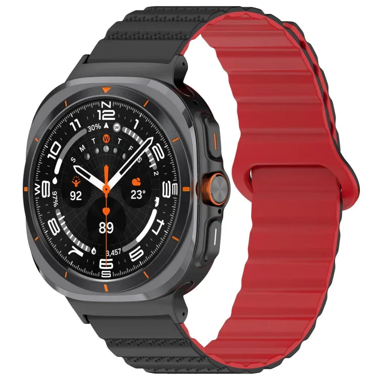 Für Samsung Galaxy Watch Ultra 47 mm, zweifarbiges magnetisches Silikonarmband mit Punktmuster