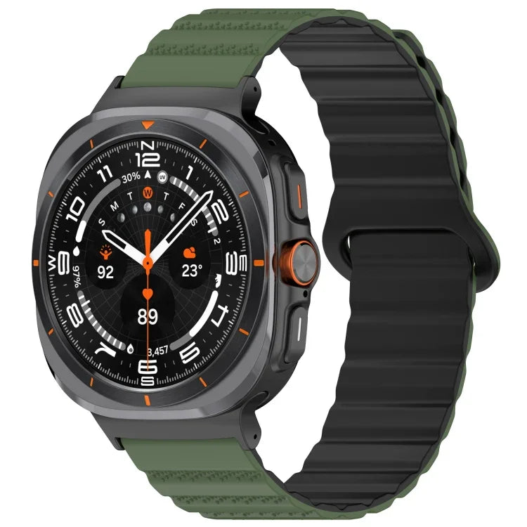 Für Samsung Galaxy Watch Ultra 47 mm, zweifarbiges magnetisches Silikonarmband mit Punktmuster