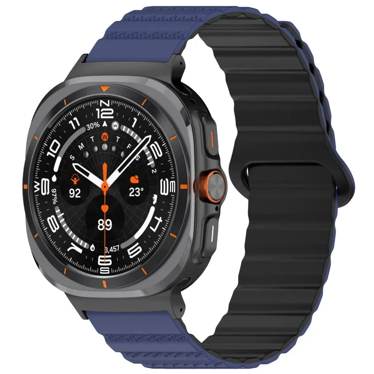 Für Samsung Galaxy Watch Ultra 47 mm, zweifarbiges magnetisches Silikonarmband mit Punktmuster