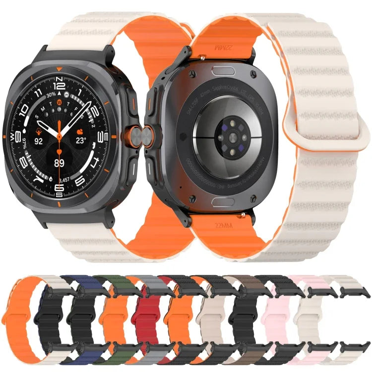 Für Samsung Galaxy Watch Ultra 47 mm, zweifarbiges magnetisches Silikonarmband mit Punktmuster