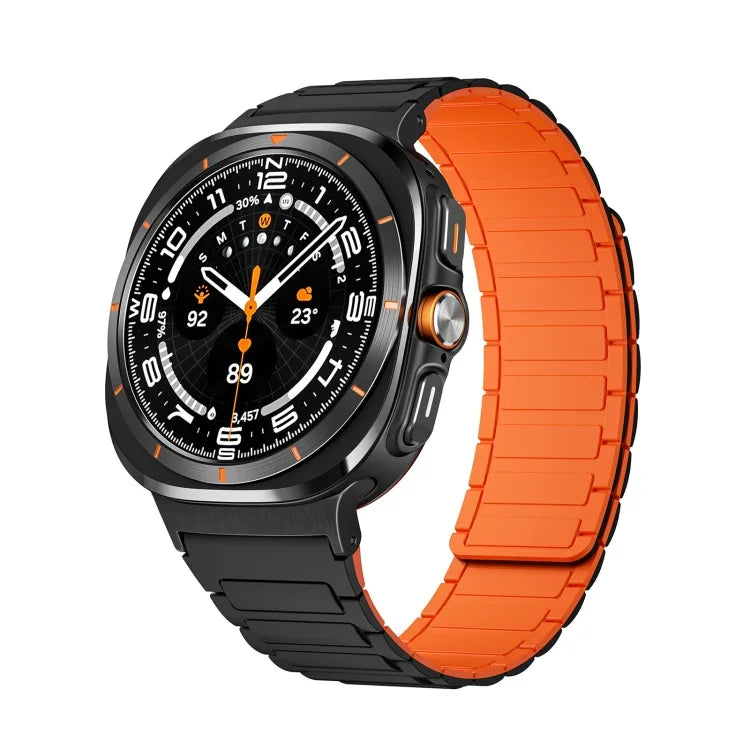 Schwarzes, I-förmiges magnetisches Silikonarmband für Samsung Galaxy Watch Ultra 47 mm