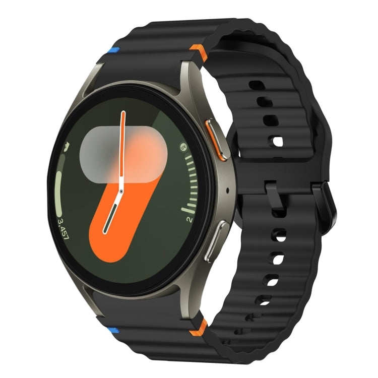 Wellenmuster genähtes Silikon-Uhrenarmband, für Samsung Galaxy Watch 7 40 / 44mm, für Samsung Galaxy Watch 6 Classic, für Samsung Galaxy Watch 6 40 / 44mm, für Samsung Galaxy Watch 5 40 / 44mm