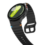 Wellenmuster genähtes Silikon-Uhrenarmband, für Samsung Galaxy Watch 7 40 / 44mm, für Samsung Galaxy Watch 6 Classic, für Samsung Galaxy Watch 6 40 / 44mm, für Samsung Galaxy Watch 5 40 / 44mm