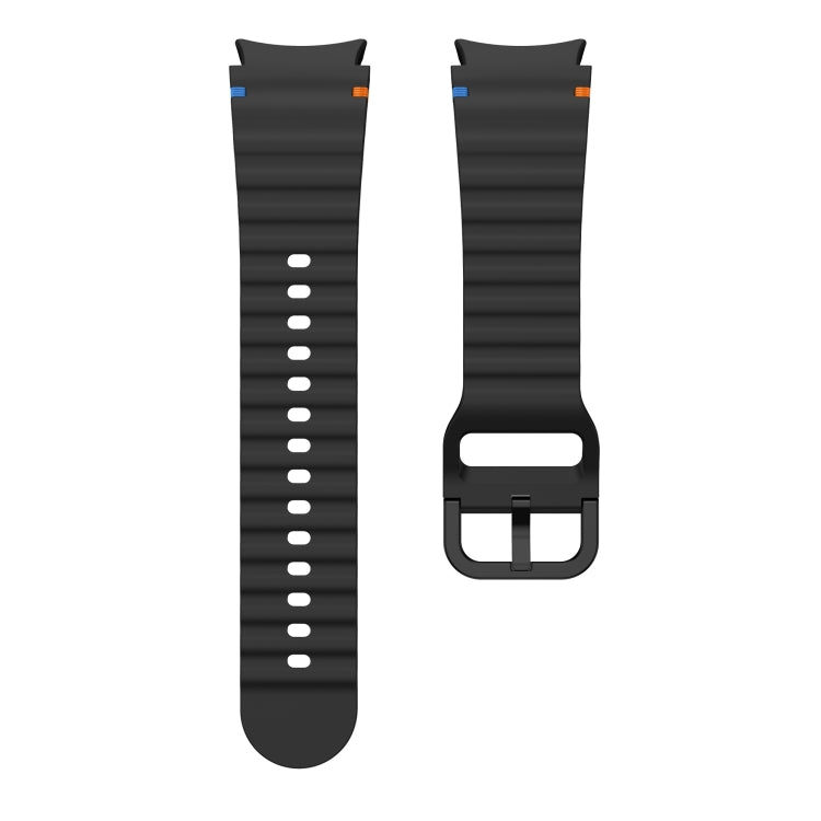 Wellenmuster genähtes Silikon-Uhrenarmband, für Samsung Galaxy Watch 7 40 / 44mm, für Samsung Galaxy Watch 6 Classic, für Samsung Galaxy Watch 6 40 / 44mm, für Samsung Galaxy Watch 5 40 / 44mm