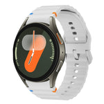 Wellenmuster genähtes Silikon-Uhrenarmband, für Samsung Galaxy Watch 7 40 / 44mm, für Samsung Galaxy Watch 6 Classic, für Samsung Galaxy Watch 6 40 / 44mm, für Samsung Galaxy Watch 5 40 / 44mm