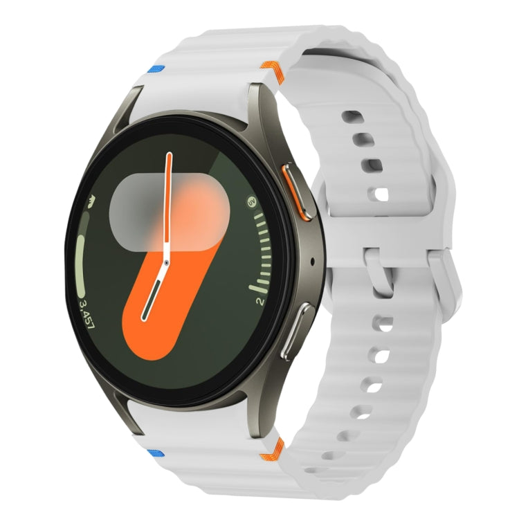 Wellenmuster genähtes Silikon-Uhrenarmband, für Samsung Galaxy Watch 7 40 / 44mm, für Samsung Galaxy Watch 6 Classic, für Samsung Galaxy Watch 6 40 / 44mm, für Samsung Galaxy Watch 5 40 / 44mm