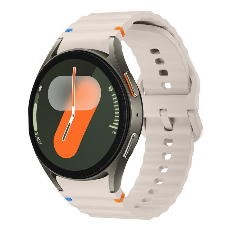 Wellenmuster genähtes Silikon-Uhrenarmband, für Samsung Galaxy Watch 7 40 / 44mm, für Samsung Galaxy Watch 6 Classic, für Samsung Galaxy Watch 6 40 / 44mm, für Samsung Galaxy Watch 5 40 / 44mm