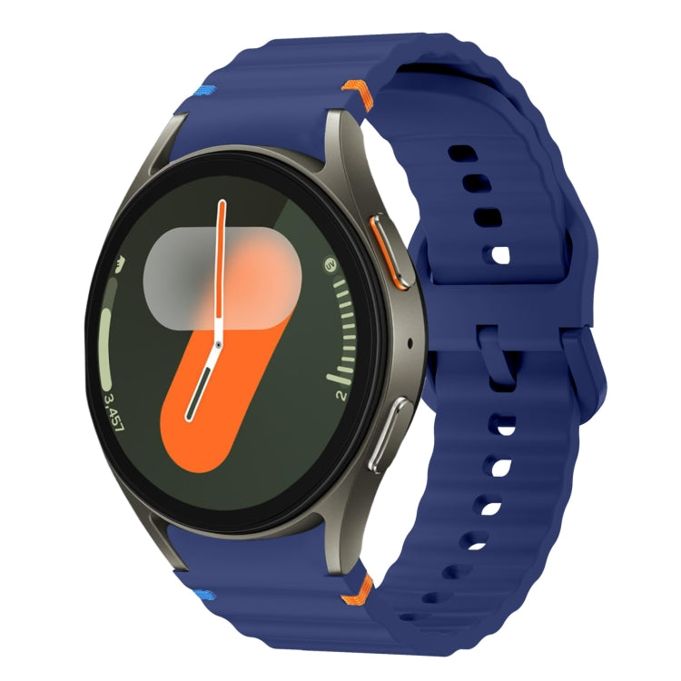 Wellenmuster genähtes Silikon-Uhrenarmband, für Samsung Galaxy Watch 7 40 / 44mm, für Samsung Galaxy Watch 6 Classic, für Samsung Galaxy Watch 6 40 / 44mm, für Samsung Galaxy Watch 5 40 / 44mm