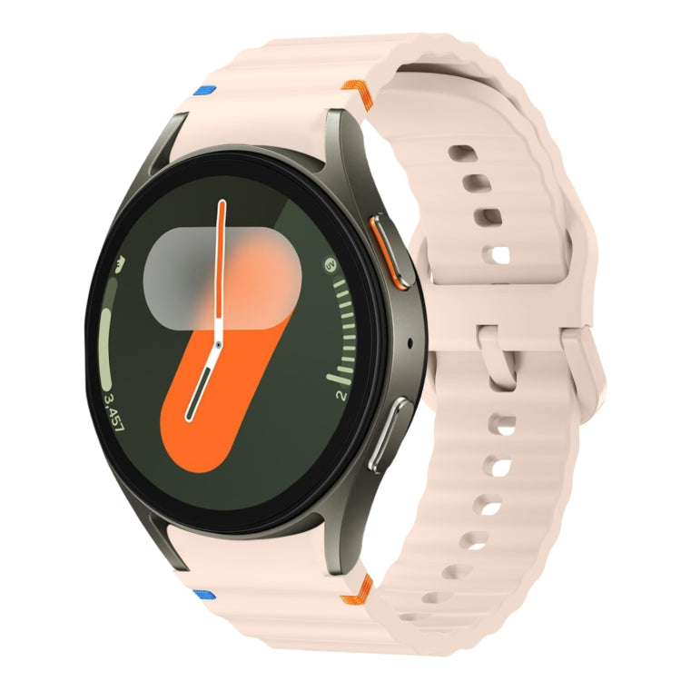 Wellenmuster genähtes Silikon-Uhrenarmband, für Samsung Galaxy Watch 7 40 / 44mm, für Samsung Galaxy Watch 6 Classic, für Samsung Galaxy Watch 6 40 / 44mm, für Samsung Galaxy Watch 5 40 / 44mm