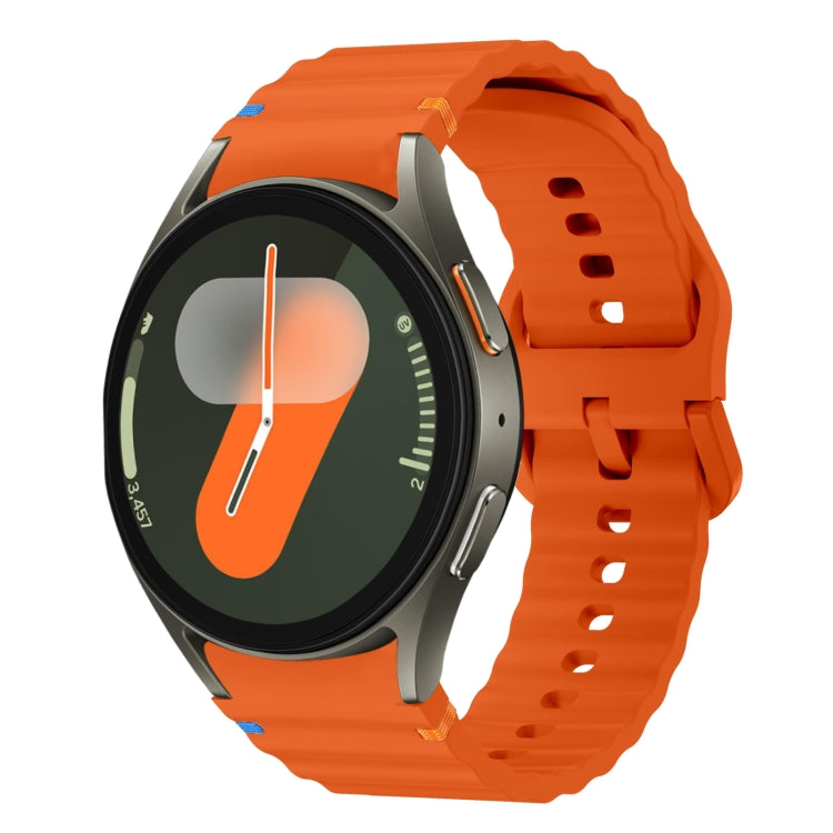 Wellenmuster genähtes Silikon-Uhrenarmband, für Samsung Galaxy Watch 7 40 / 44mm, für Samsung Galaxy Watch 6 Classic, für Samsung Galaxy Watch 6 40 / 44mm, für Samsung Galaxy Watch 5 40 / 44mm