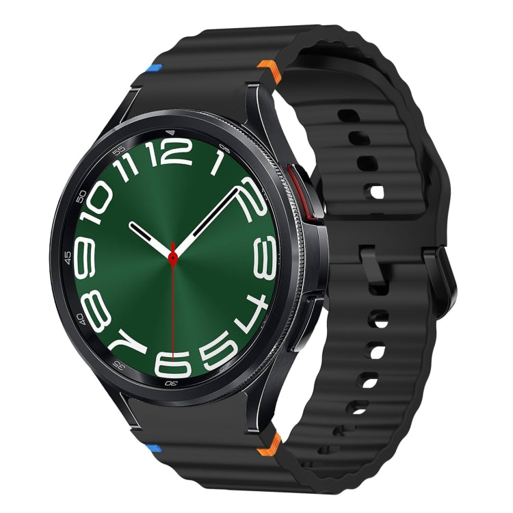 Wellenmuster genähtes Silikon-Uhrenarmband, für Samsung Galaxy Watch 7 40 / 44mm, für Samsung Galaxy Watch 6 Classic, für Samsung Galaxy Watch 6 40 / 44mm, für Samsung Galaxy Watch 5 40 / 44mm