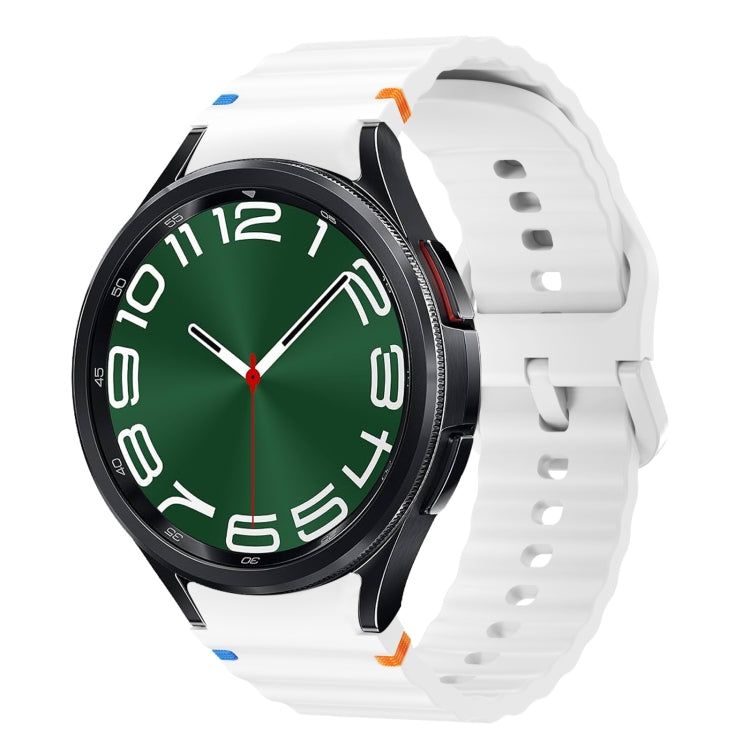 Wellenmuster genähtes Silikon-Uhrenarmband, für Samsung Galaxy Watch 7 40 / 44mm, für Samsung Galaxy Watch 6 Classic, für Samsung Galaxy Watch 6 40 / 44mm, für Samsung Galaxy Watch 5 40 / 44mm