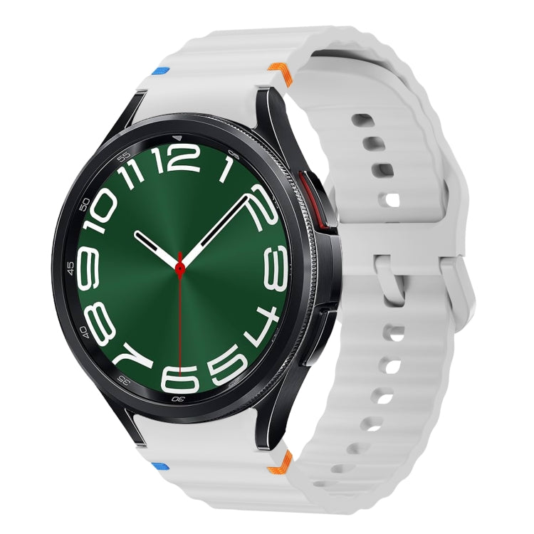 Wellenmuster genähtes Silikon-Uhrenarmband, für Samsung Galaxy Watch 7 40 / 44mm, für Samsung Galaxy Watch 6 Classic, für Samsung Galaxy Watch 6 40 / 44mm, für Samsung Galaxy Watch 5 40 / 44mm