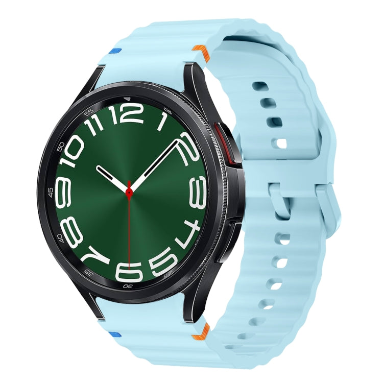 Wellenmuster genähtes Silikon-Uhrenarmband, für Samsung Galaxy Watch 7 40 / 44mm, für Samsung Galaxy Watch 6 Classic, für Samsung Galaxy Watch 6 40 / 44mm, für Samsung Galaxy Watch 5 40 / 44mm