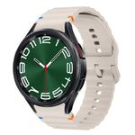Wellenmuster genähtes Silikon-Uhrenarmband, für Samsung Galaxy Watch 7 40 / 44mm, für Samsung Galaxy Watch 6 Classic, für Samsung Galaxy Watch 6 40 / 44mm, für Samsung Galaxy Watch 5 40 / 44mm