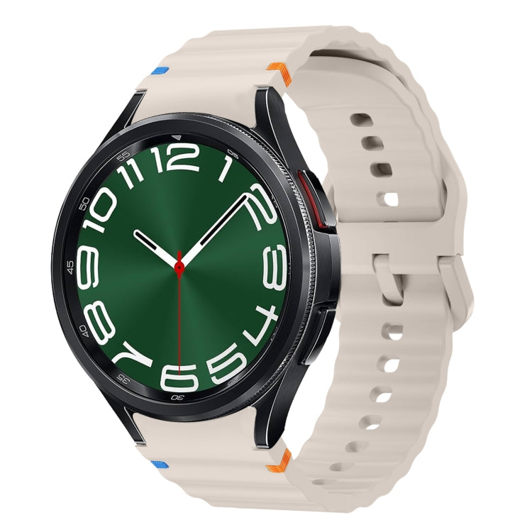 Wellenmuster genähtes Silikon-Uhrenarmband, für Samsung Galaxy Watch 7 40 / 44mm, für Samsung Galaxy Watch 6 Classic, für Samsung Galaxy Watch 6 40 / 44mm, für Samsung Galaxy Watch 5 40 / 44mm