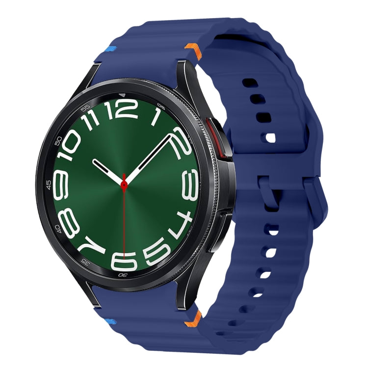 Wellenmuster genähtes Silikon-Uhrenarmband, für Samsung Galaxy Watch 7 40 / 44mm, für Samsung Galaxy Watch 6 Classic, für Samsung Galaxy Watch 6 40 / 44mm, für Samsung Galaxy Watch 5 40 / 44mm