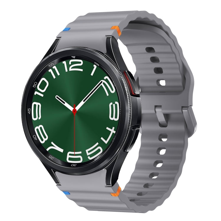 Wellenmuster genähtes Silikon-Uhrenarmband, für Samsung Galaxy Watch 7 40 / 44mm, für Samsung Galaxy Watch 6 Classic, für Samsung Galaxy Watch 6 40 / 44mm, für Samsung Galaxy Watch 5 40 / 44mm