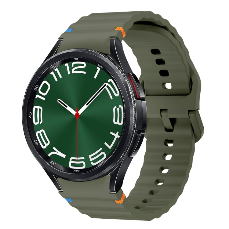 Wellenmuster genähtes Silikon-Uhrenarmband, für Samsung Galaxy Watch 7 40 / 44mm, für Samsung Galaxy Watch 6 Classic, für Samsung Galaxy Watch 6 40 / 44mm, für Samsung Galaxy Watch 5 40 / 44mm