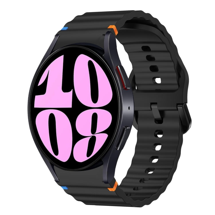 Wellenmuster genähtes Silikon-Uhrenarmband, für Samsung Galaxy Watch 7 40 / 44mm, für Samsung Galaxy Watch 6 Classic, für Samsung Galaxy Watch 6 40 / 44mm, für Samsung Galaxy Watch 5 40 / 44mm