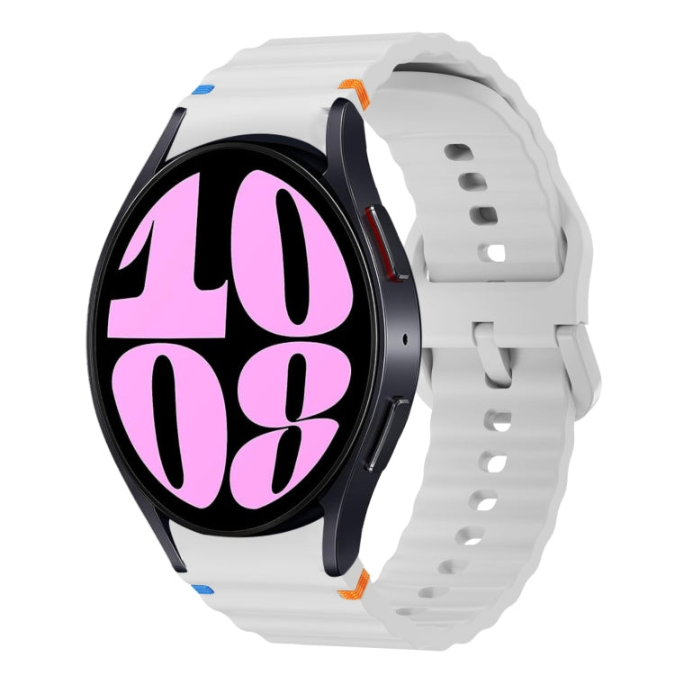 Wellenmuster genähtes Silikon-Uhrenarmband, für Samsung Galaxy Watch 7 40 / 44mm, für Samsung Galaxy Watch 6 Classic, für Samsung Galaxy Watch 6 40 / 44mm, für Samsung Galaxy Watch 5 40 / 44mm