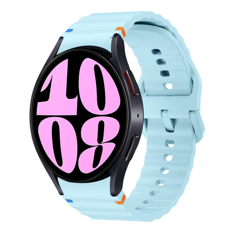 Wellenmuster genähtes Silikon-Uhrenarmband, für Samsung Galaxy Watch 7 40 / 44mm, für Samsung Galaxy Watch 6 Classic, für Samsung Galaxy Watch 6 40 / 44mm, für Samsung Galaxy Watch 5 40 / 44mm