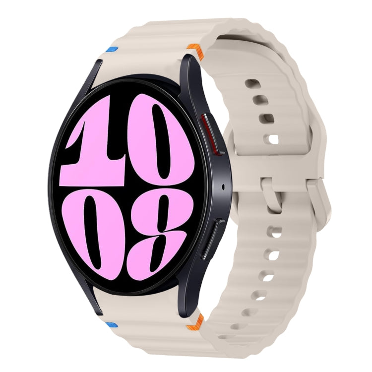 Wellenmuster genähtes Silikon-Uhrenarmband, für Samsung Galaxy Watch 7 40 / 44mm, für Samsung Galaxy Watch 6 Classic, für Samsung Galaxy Watch 6 40 / 44mm, für Samsung Galaxy Watch 5 40 / 44mm