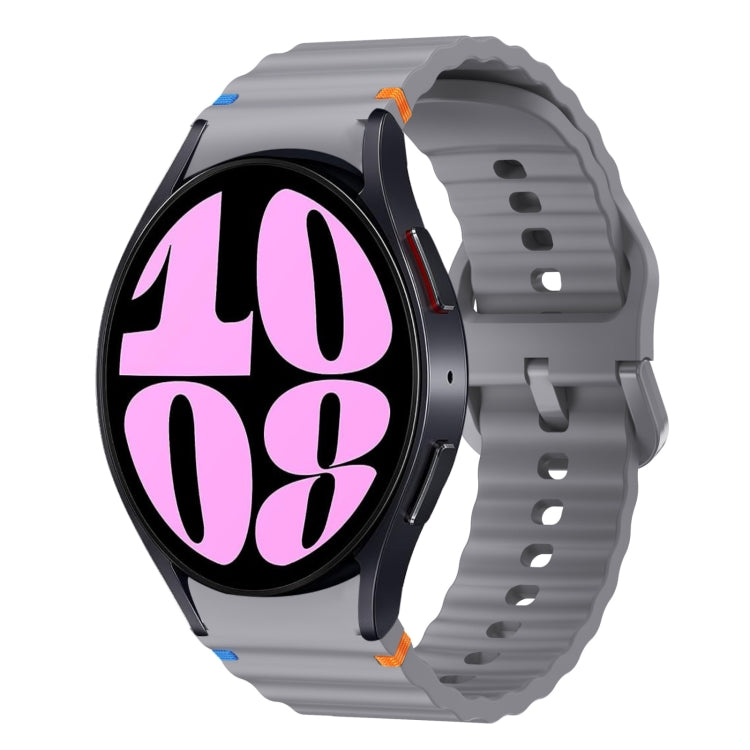 Wellenmuster genähtes Silikon-Uhrenarmband, für Samsung Galaxy Watch 7 40 / 44mm, für Samsung Galaxy Watch 6 Classic, für Samsung Galaxy Watch 6 40 / 44mm, für Samsung Galaxy Watch 5 40 / 44mm