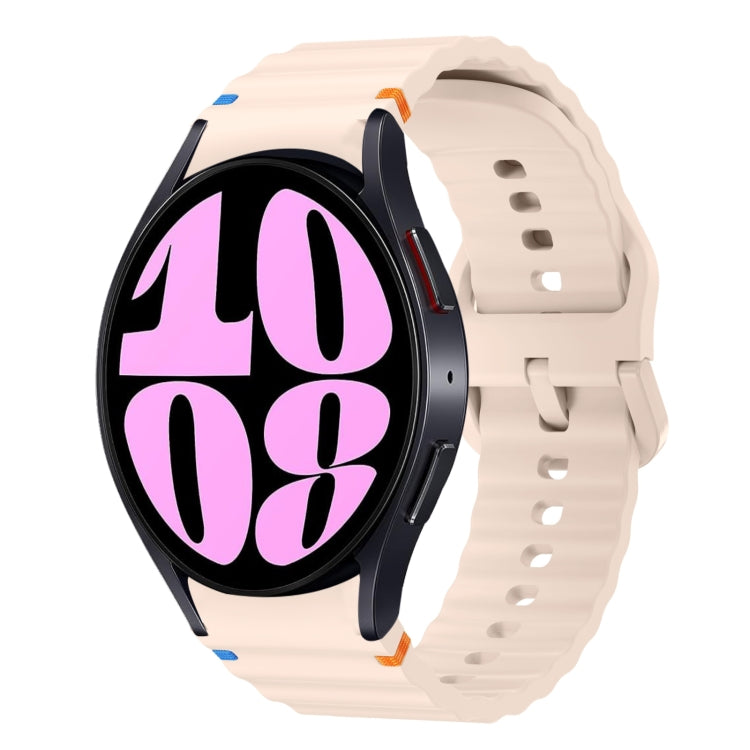 Wellenmuster genähtes Silikon-Uhrenarmband, für Samsung Galaxy Watch 7 40 / 44mm, für Samsung Galaxy Watch 6 Classic, für Samsung Galaxy Watch 6 40 / 44mm, für Samsung Galaxy Watch 5 40 / 44mm