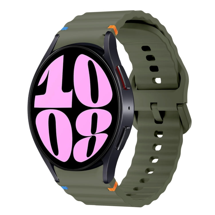 Wellenmuster genähtes Silikon-Uhrenarmband, für Samsung Galaxy Watch 7 40 / 44mm, für Samsung Galaxy Watch 6 Classic, für Samsung Galaxy Watch 6 40 / 44mm, für Samsung Galaxy Watch 5 40 / 44mm