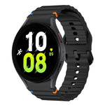 Wellenmuster genähtes Silikon-Uhrenarmband, für Samsung Galaxy Watch 7 40 / 44mm, für Samsung Galaxy Watch 6 Classic, für Samsung Galaxy Watch 6 40 / 44mm, für Samsung Galaxy Watch 5 40 / 44mm