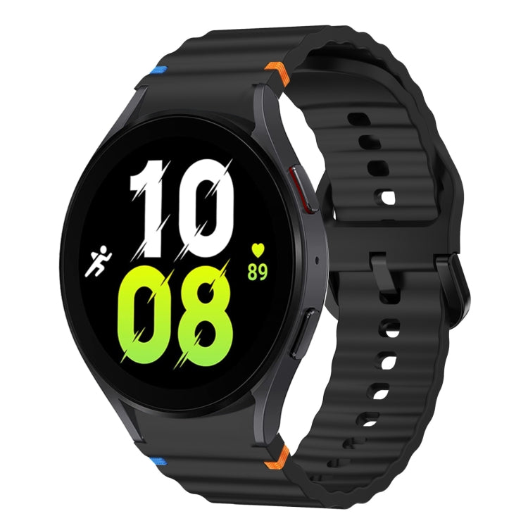 Wellenmuster genähtes Silikon-Uhrenarmband, für Samsung Galaxy Watch 7 40 / 44mm, für Samsung Galaxy Watch 6 Classic, für Samsung Galaxy Watch 6 40 / 44mm, für Samsung Galaxy Watch 5 40 / 44mm