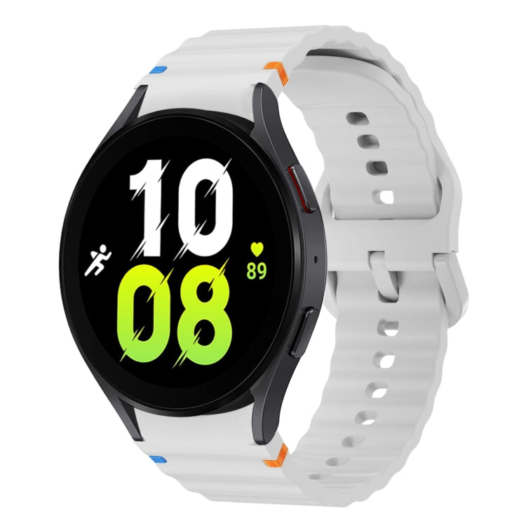 Wellenmuster genähtes Silikon-Uhrenarmband, für Samsung Galaxy Watch 7 40 / 44mm, für Samsung Galaxy Watch 6 Classic, für Samsung Galaxy Watch 6 40 / 44mm, für Samsung Galaxy Watch 5 40 / 44mm