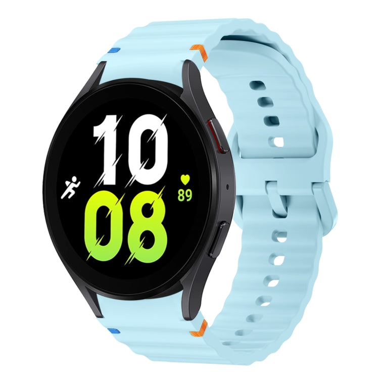 Wellenmuster genähtes Silikon-Uhrenarmband, für Samsung Galaxy Watch 7 40 / 44mm, für Samsung Galaxy Watch 6 Classic, für Samsung Galaxy Watch 6 40 / 44mm, für Samsung Galaxy Watch 5 40 / 44mm