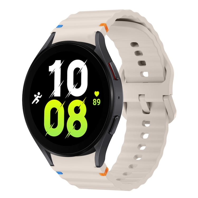 Wellenmuster genähtes Silikon-Uhrenarmband, für Samsung Galaxy Watch 7 40 / 44mm, für Samsung Galaxy Watch 6 Classic, für Samsung Galaxy Watch 6 40 / 44mm, für Samsung Galaxy Watch 5 40 / 44mm