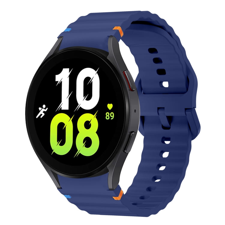 Wellenmuster genähtes Silikon-Uhrenarmband, für Samsung Galaxy Watch 7 40 / 44mm, für Samsung Galaxy Watch 6 Classic, für Samsung Galaxy Watch 6 40 / 44mm, für Samsung Galaxy Watch 5 40 / 44mm