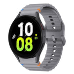 Wellenmuster genähtes Silikon-Uhrenarmband, für Samsung Galaxy Watch 7 40 / 44mm, für Samsung Galaxy Watch 6 Classic, für Samsung Galaxy Watch 6 40 / 44mm, für Samsung Galaxy Watch 5 40 / 44mm