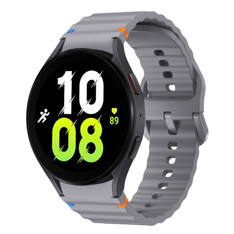 Wellenmuster genähtes Silikon-Uhrenarmband, für Samsung Galaxy Watch 7 40 / 44mm, für Samsung Galaxy Watch 6 Classic, für Samsung Galaxy Watch 6 40 / 44mm, für Samsung Galaxy Watch 5 40 / 44mm