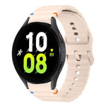 Wellenmuster genähtes Silikon-Uhrenarmband, für Samsung Galaxy Watch 7 40 / 44mm, für Samsung Galaxy Watch 6 Classic, für Samsung Galaxy Watch 6 40 / 44mm, für Samsung Galaxy Watch 5 40 / 44mm