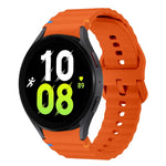 Wellenmuster genähtes Silikon-Uhrenarmband, für Samsung Galaxy Watch 7 40 / 44mm, für Samsung Galaxy Watch 6 Classic, für Samsung Galaxy Watch 6 40 / 44mm, für Samsung Galaxy Watch 5 40 / 44mm