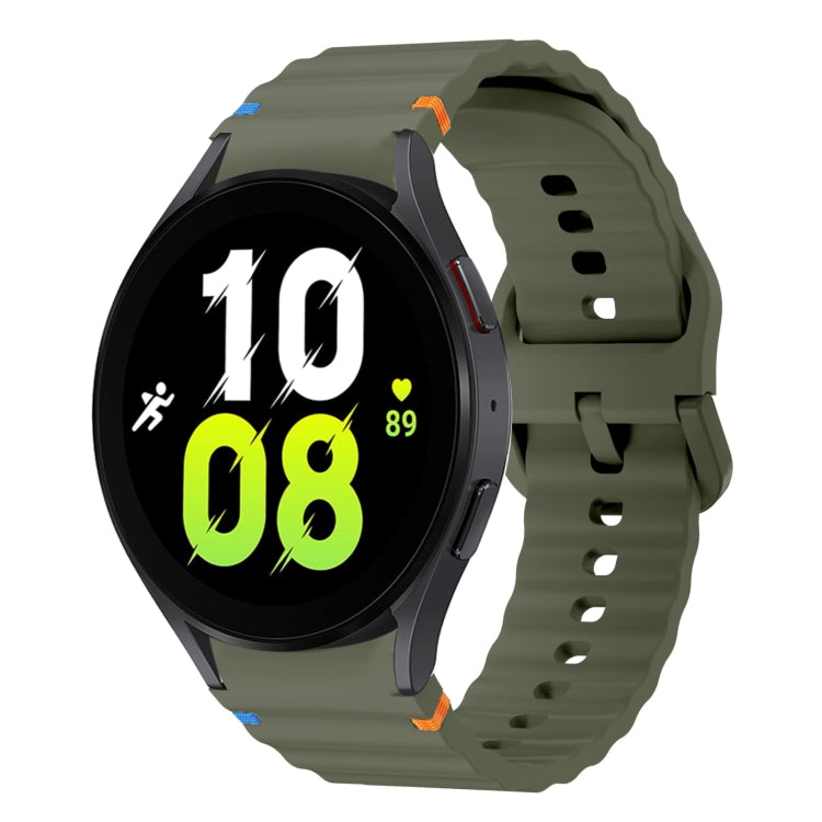 Wellenmuster genähtes Silikon-Uhrenarmband, für Samsung Galaxy Watch 7 40 / 44mm, für Samsung Galaxy Watch 6 Classic, für Samsung Galaxy Watch 6 40 / 44mm, für Samsung Galaxy Watch 5 40 / 44mm
